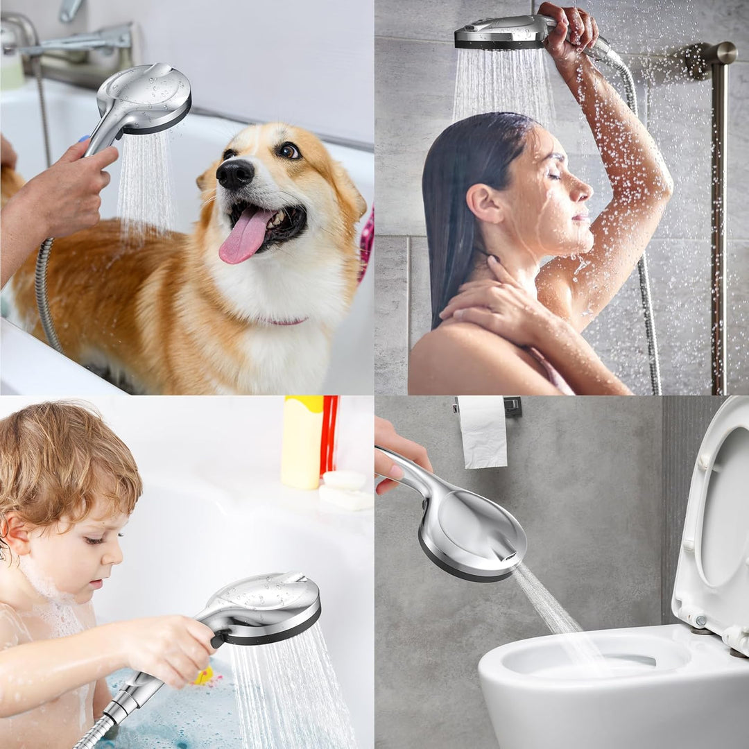 VOXON Hochdruck Duschkopf mit Schlauch, Shower Head mit 10 Strahlarten, Duschkopf Druckerhöhend, Dus