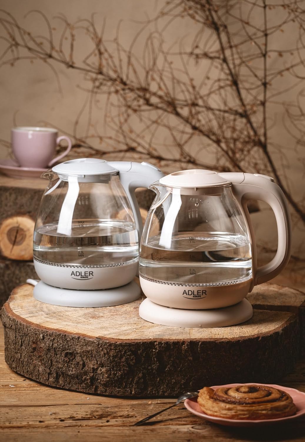 adler AD 1238 Elektrischer Wasserkocher aus Glas, klein, 1 l, 1100 W, LED-Beleuchtung, 1100 W, 1 Lit