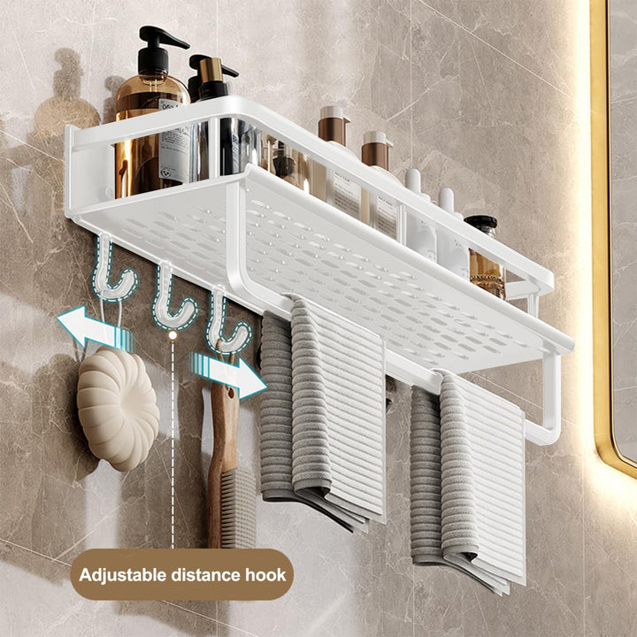 devesanter Duschablage ohne Bohren 2 Stück 40cm Badezimmer Regal,Dusch-Shampoo-Regal mit Handtuchhal