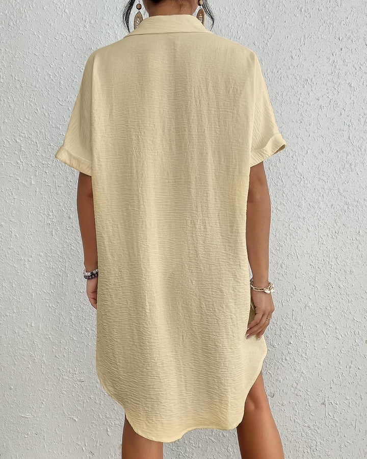 Bsubseach Frauen Badeanzug Coverup Shirt Kleid Button Down Badeanzug Cover Up Beachwear Apricot M, A