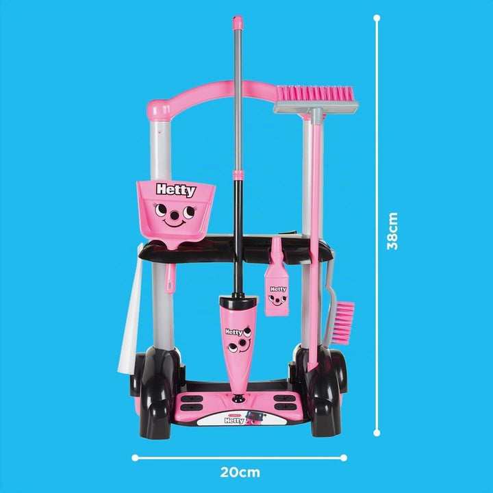 Casdon Henry & Hetty Spielzeug – Henry Putzwagen – Rosa Spielset im Hetty Design mit Mopp, Besen, Ke