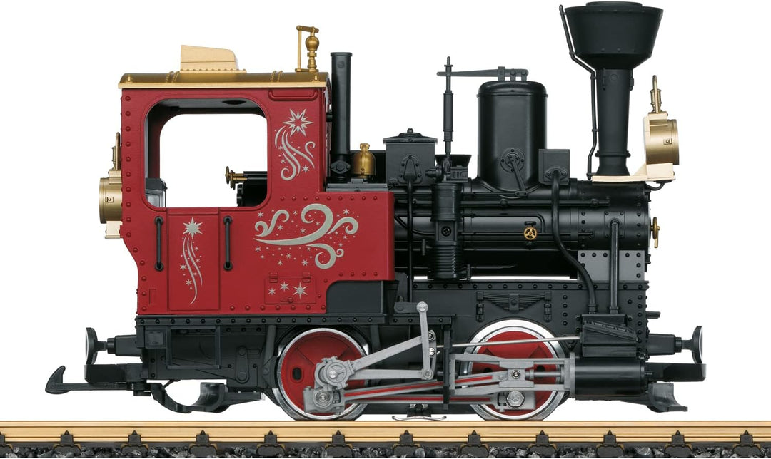 LGB – 70308 Gartenbahn Starterset Weihnachtszug mit Lokomotive und Zwei Waggons, Outdoor-Eisenbahn,