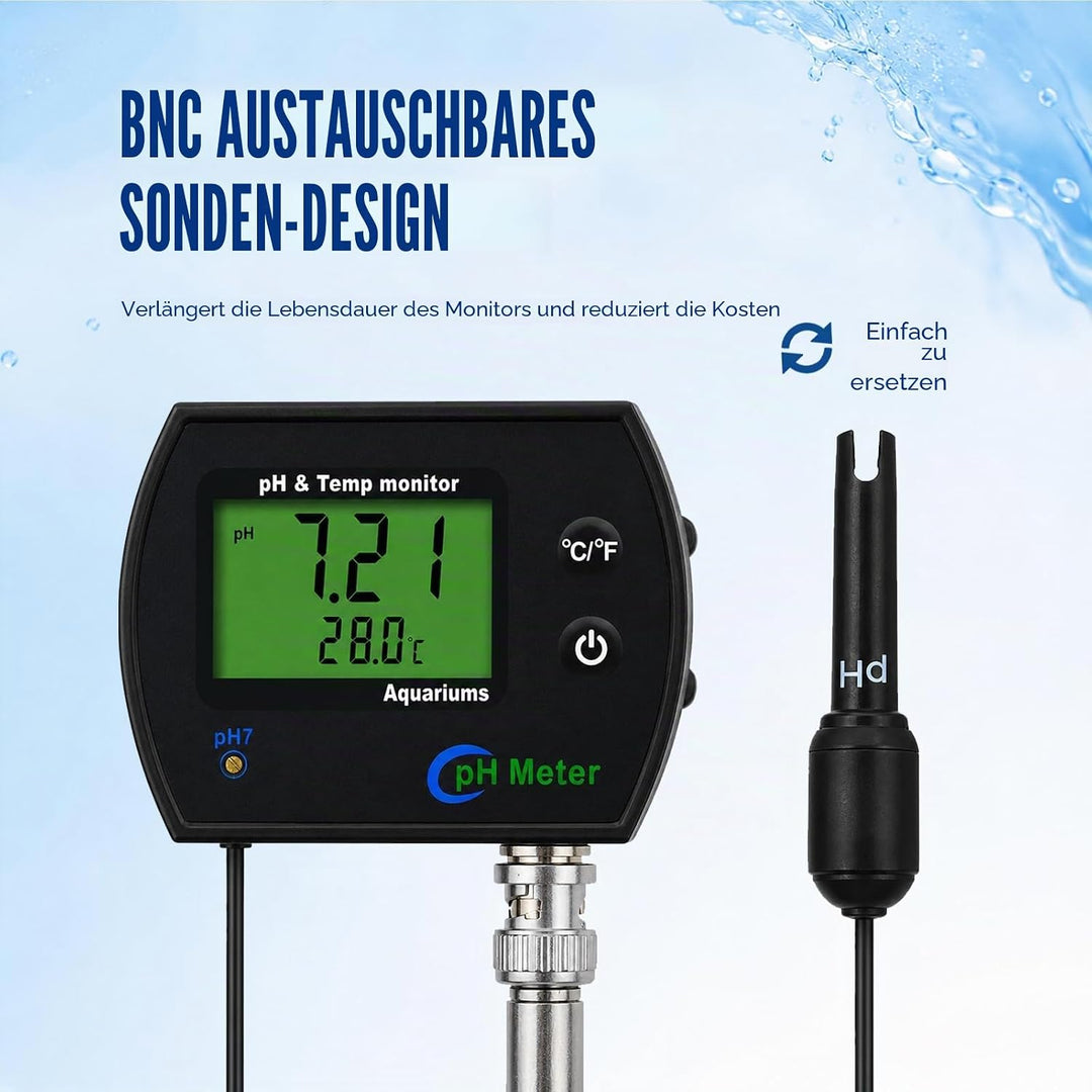 PH Messgerät 2 in 1 Temperatur Digitaler PH Tester, pH-Meter mit ATC, Wasserqualität Tester mit LCD,