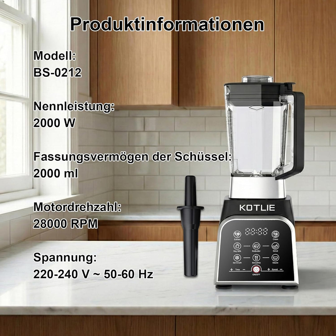 Mixer, smoothie maker, grosser Haushalts-Tischmixer, 2-Liter-Behälter mit grossem Fassungsvermögen