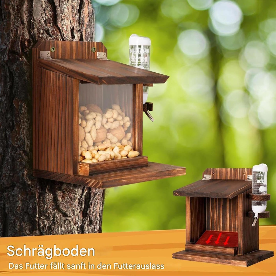 Eichhörnchen Futterhaus Für Draussen - Garten Streifenhörnchen Futterstation Mit Trinkflasche - Wand