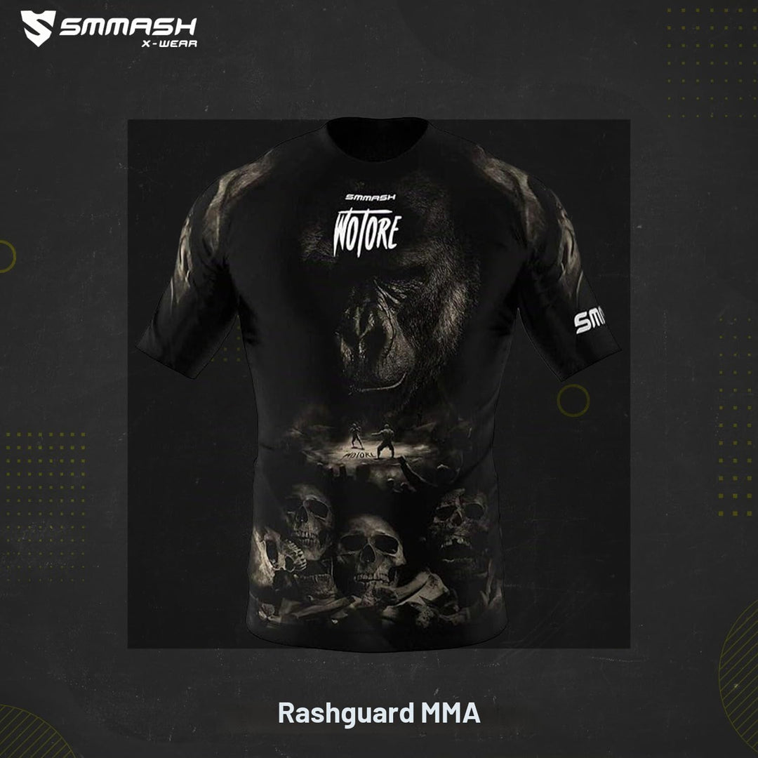 SMMASH Funktionsshirt Herren Rashguard Kurzarm Sportshirt MMA Thaibox Muay Thai Kickboxen Atmungsakt