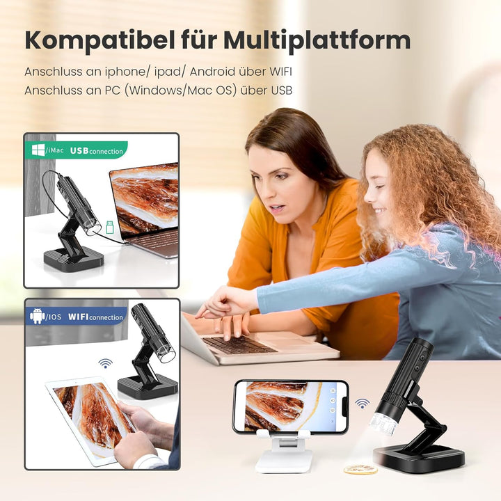 Matatastudio M2C Wireless Digitalmikroskop 50X-1000X Vergrösserung WiFi-Handheld-Mikroskop 1080P HD