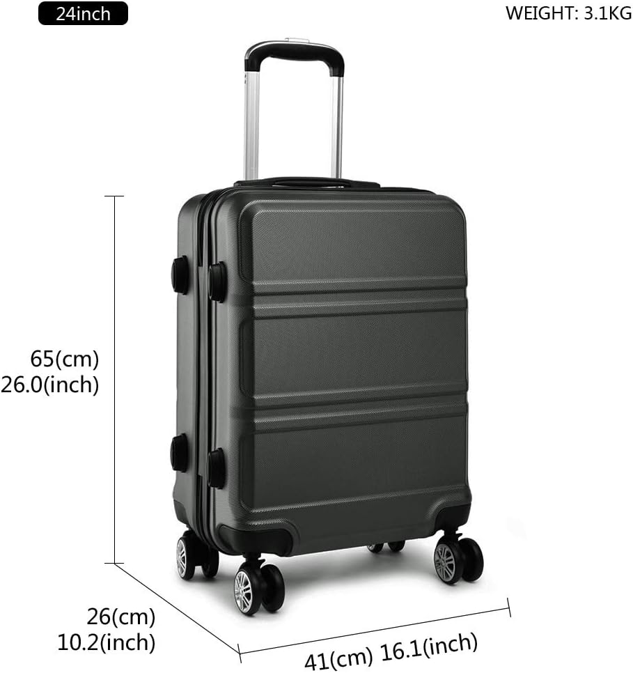 Kono ABS Kabinenkoffer, Hartschale, leicht, 55 cm, Handgepäck mit TSA-Schloss 38 l Grau, Grau