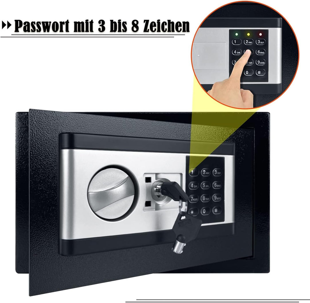 Aufun Elektronischer Safe Tresor 12L mit Batteriebox 2 Sicherheitsschlüssel | Möbeltresor Boden Wand