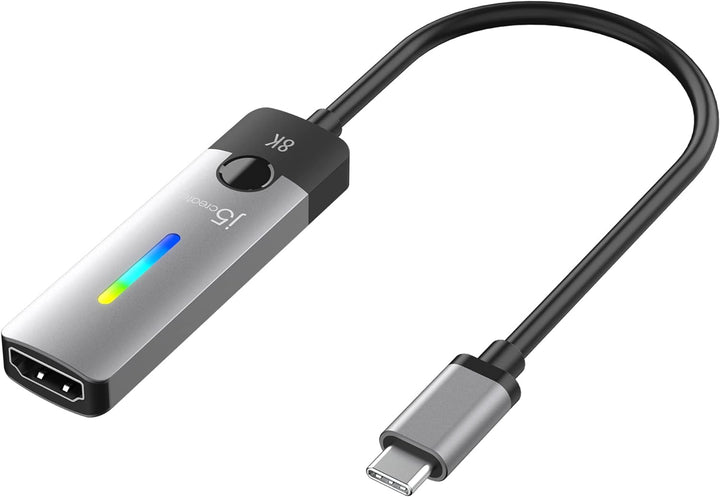 j5create USB Typ C zu HDMI Adapter (8K@60Hz, 4K@120Hz) mit RGB LED Licht für MacBook Pro, MacBook Ai
