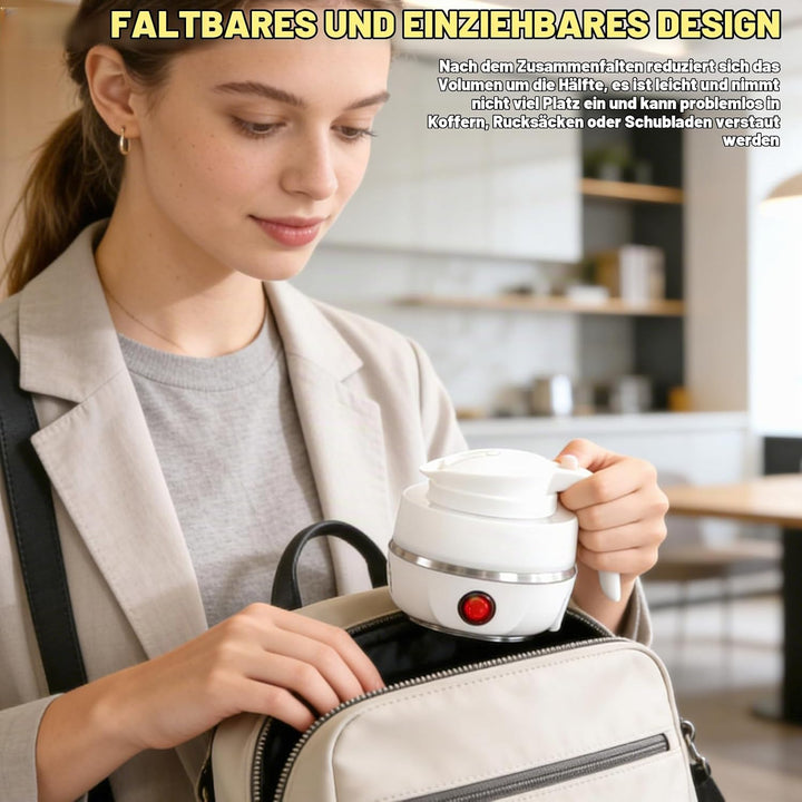 Faltbarer Wasserkocher 0.6L,Reisewasserkocher Klein Silikon,Mini Wasserkocher,5 Minuten Schnelles Ko