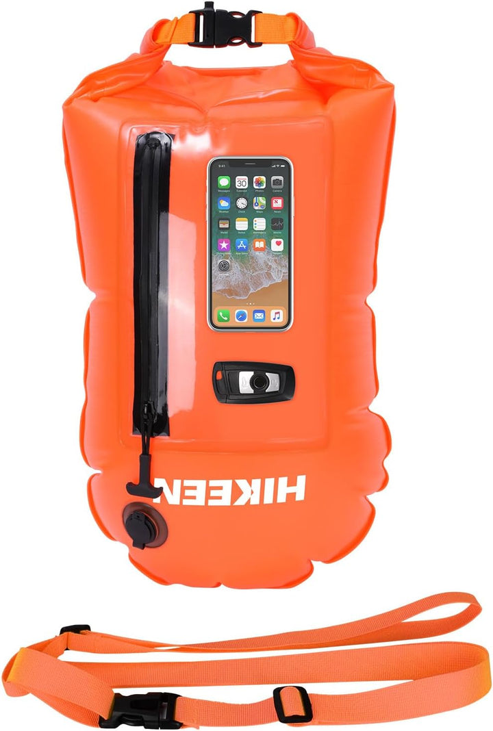 BOOSTEADY Schwimmboje, Trockensack Boje Schwimmen Aufblasbare Trockentasche Swimming Buoy mit Handyt