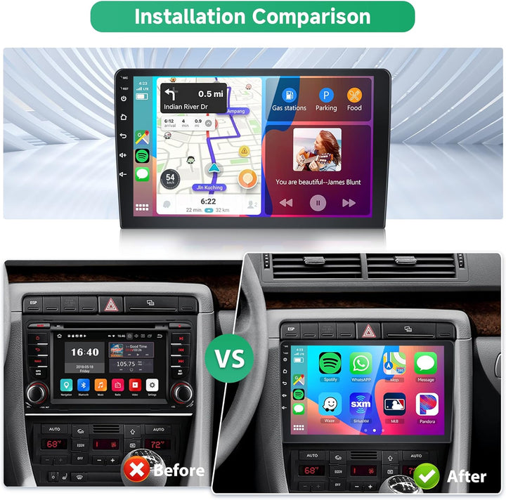 Rimoody 2G+64G Autoradio 2 Din Android Wireless Carplay Android Auto, 9 Zoll Touchscreen 2 Din Radio