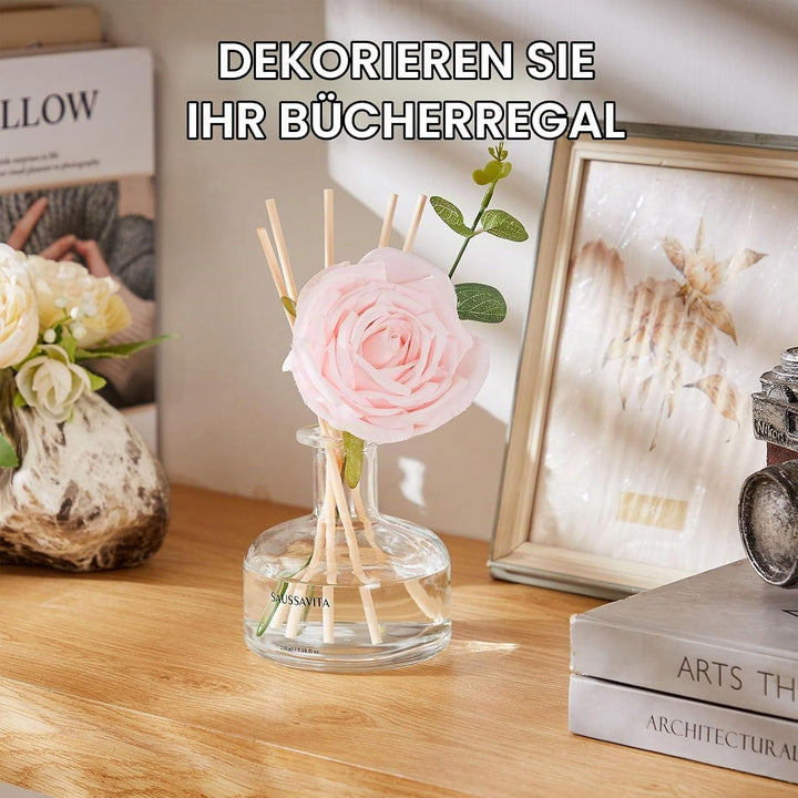 Blume Raumduft Diffuser 120 Tage Rose Duft für Badezimmer Deko, Natürlich und Langanhaltend Aroma Di