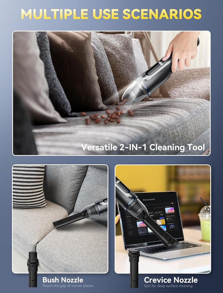 Handstaubsauger Auto, 15000Pa Autostaubsauger 2-in-1 Staubsauger Auto stark für Haus, Büro, Auto, Ti