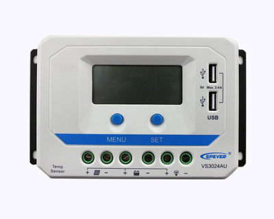 EPEVER PWM Laderegler 30A, VS3024AU Charge Controller,12V/24V Auto work, 30A, 12V/24V mit LCD Dispal