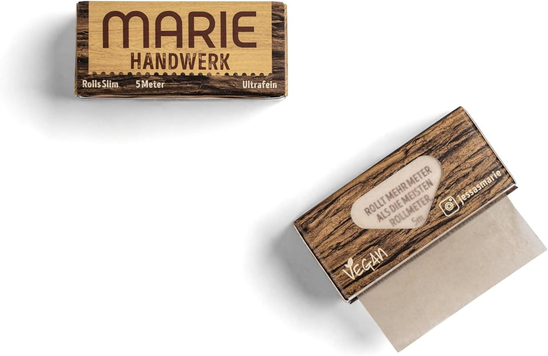 MARIE® HANDWERK Rolls Slim 5 Meter x 20 Rolls | Ungebleichte Papers zum Drehen in individueller Läng