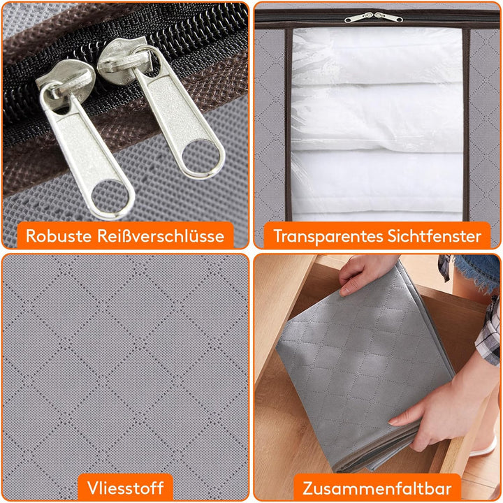 Lifewit 105L Aufbewahrungstasche, Gross Aufbewahrungsbox mit Deckel Kleiderschrank Organizer mit Umz