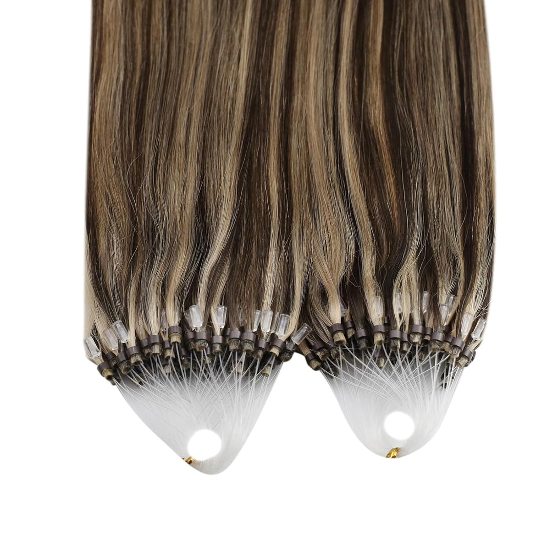 Ugeat 60cm Micro Loop Extensions Echthaar Echte Haarverlängerung Bonding 1g/Strähnen*50Strähnen Cold