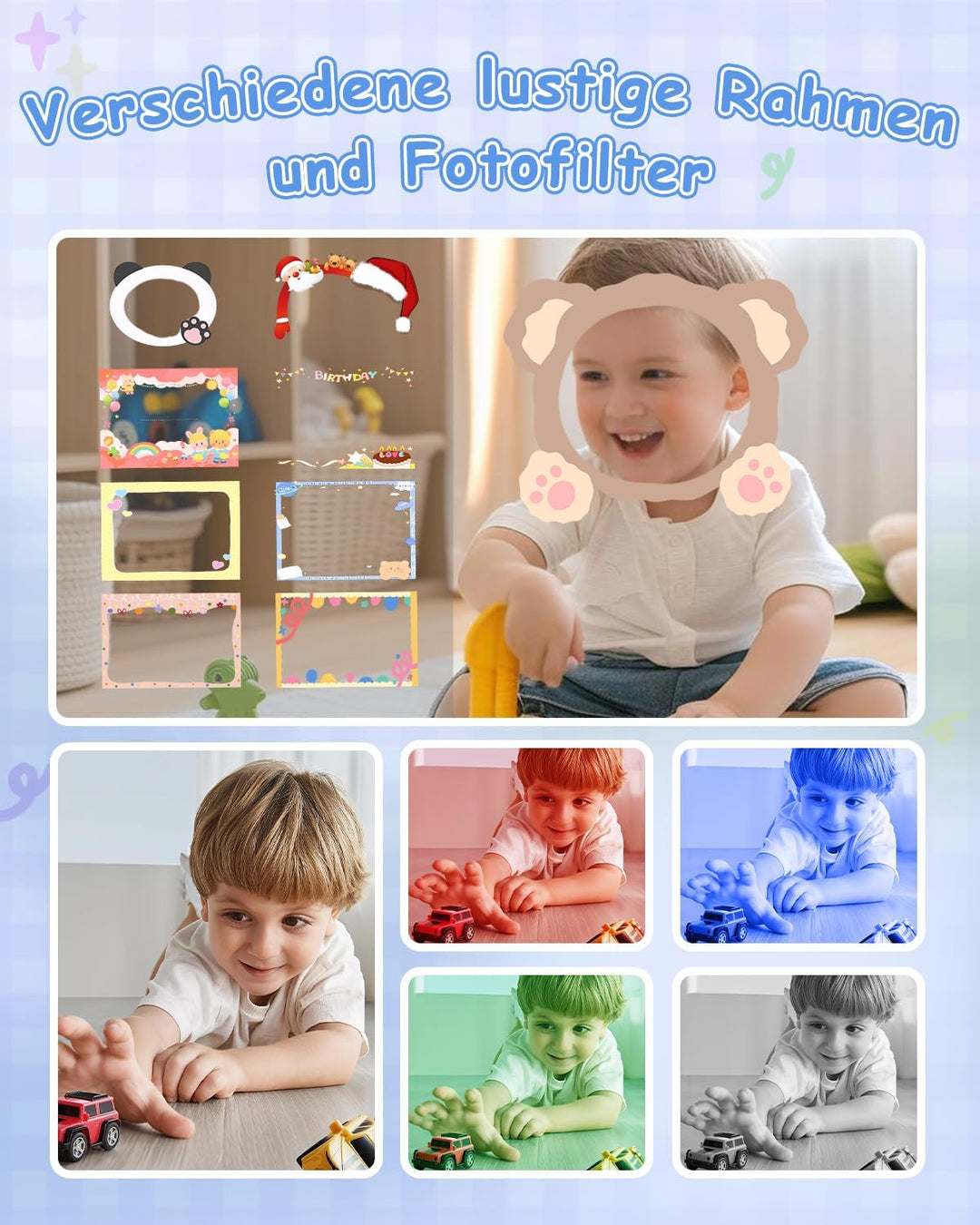Sofortbildkamera Kinder, 1080P Dual-Linse Kinderkamera Sofortbildkamera, 2" Bildschirm Digitalkamera