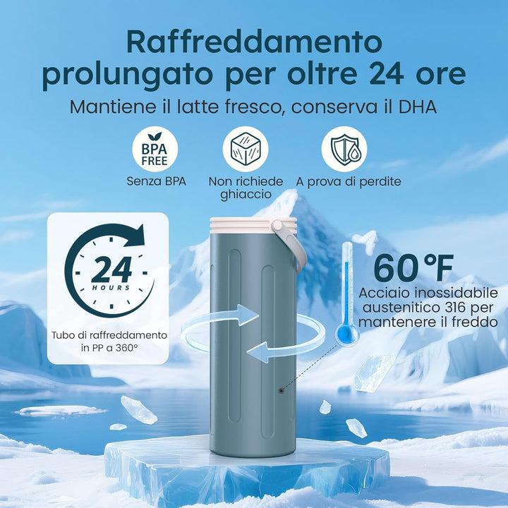 Muttermilch Aufbewahrung für Arbeit und Reisen,360°-Kühlung hält Milch 24 Stunden lang gekühlt, mit