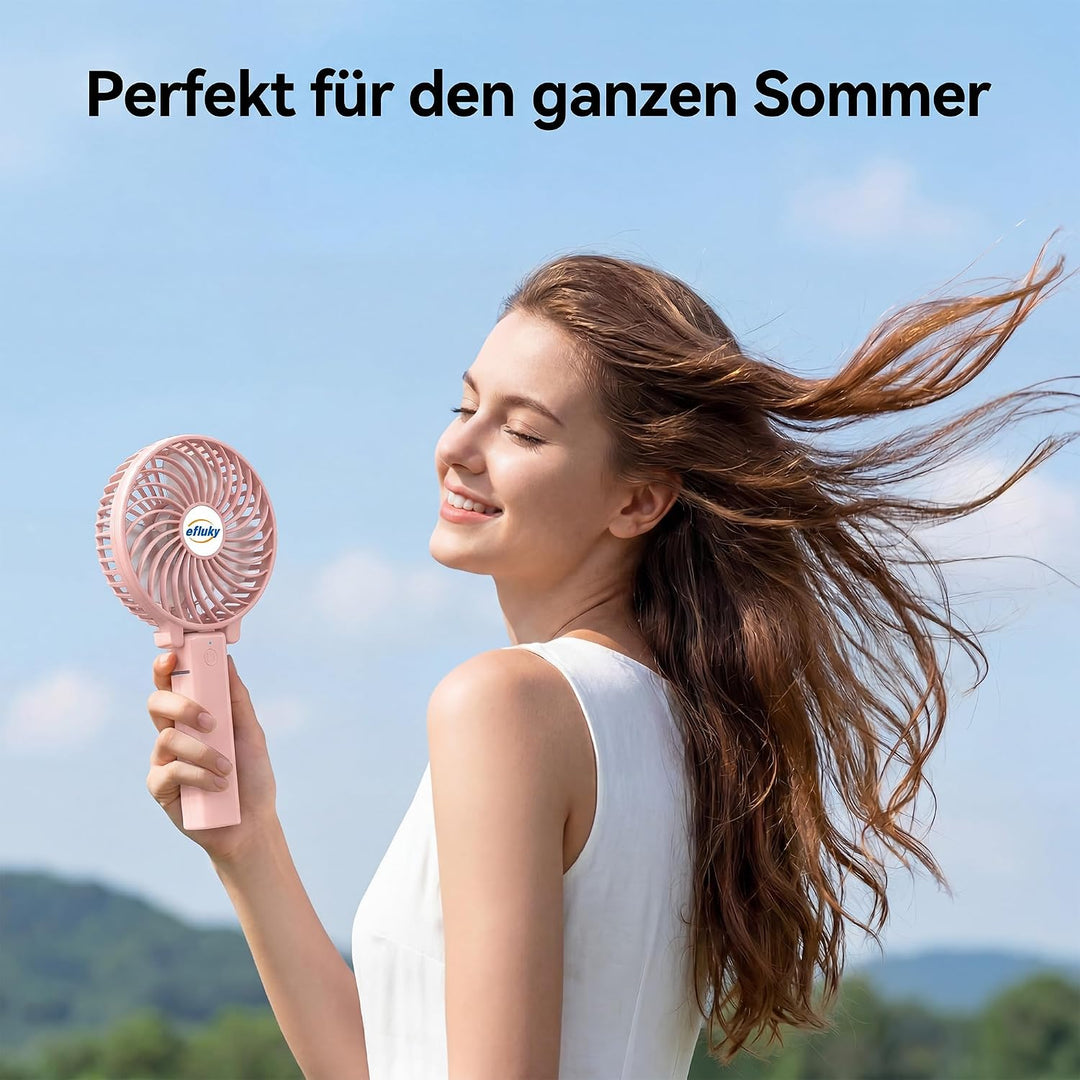 efluky Handventilator, Tragbarer Mini Ventilator, Faltbarer USB-Ventilator Wiederaufladbar, Kleiner