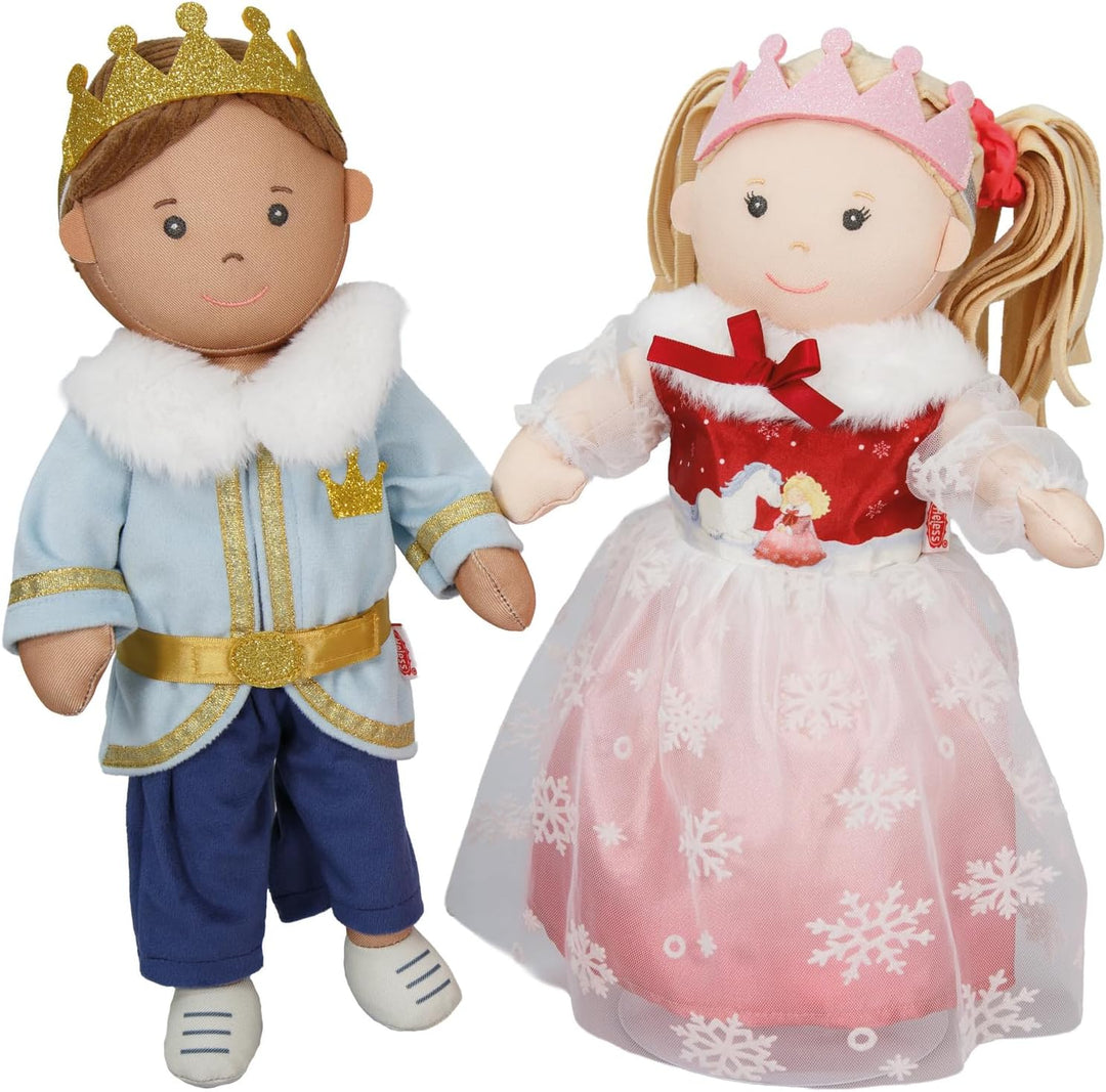 Heless 2680 - Puppenkleid Winterprinzessin Lumi in Weiss und Rosa, mit Krone und Plüsch-Cape, für Pu