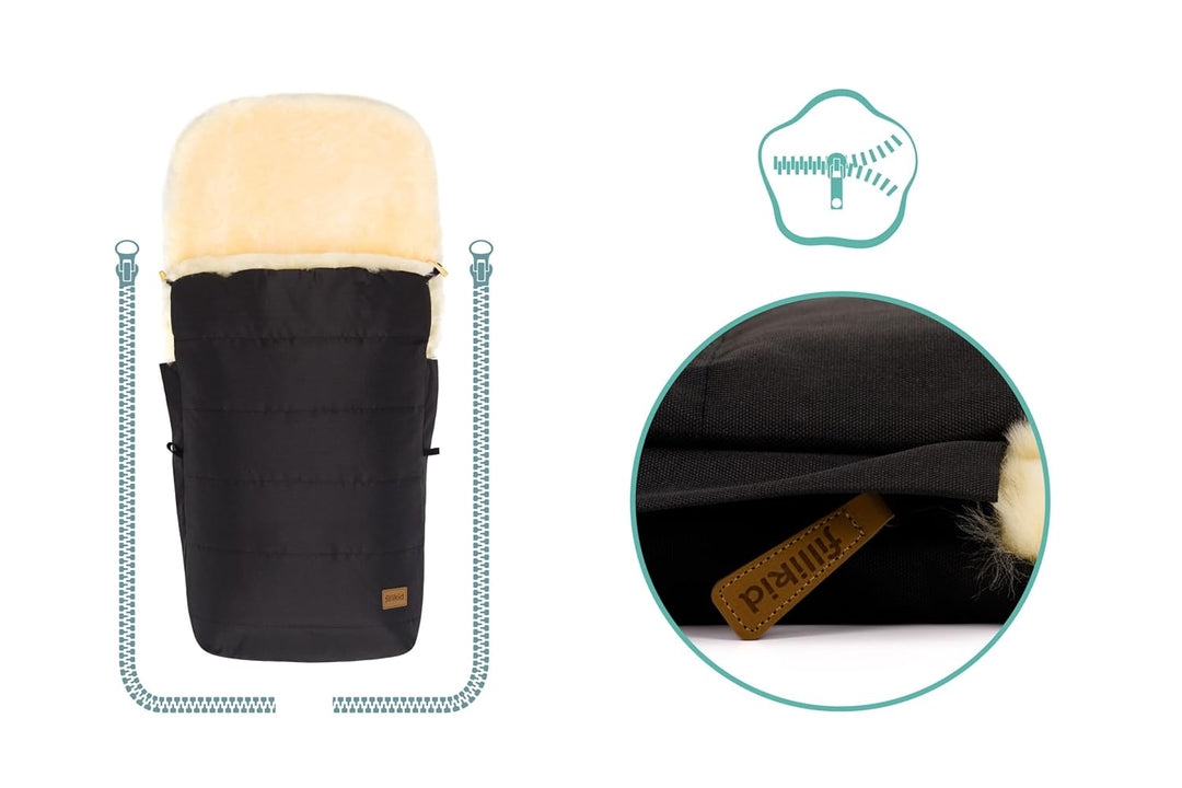 Fillikid Winterfusssack Bernia Lammfell Exklusiv Kinderwagen, Buggy | Winterfusssack wind- & wassera