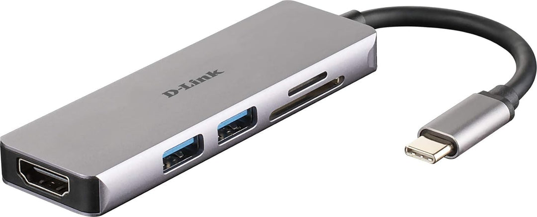 D-Link DUB-M530 USB Typ C Hub 5 in 1 USB C Adapter mit HDMI 4K und 1080p 2 USB 3.0/USB2.0 Ports SD-K