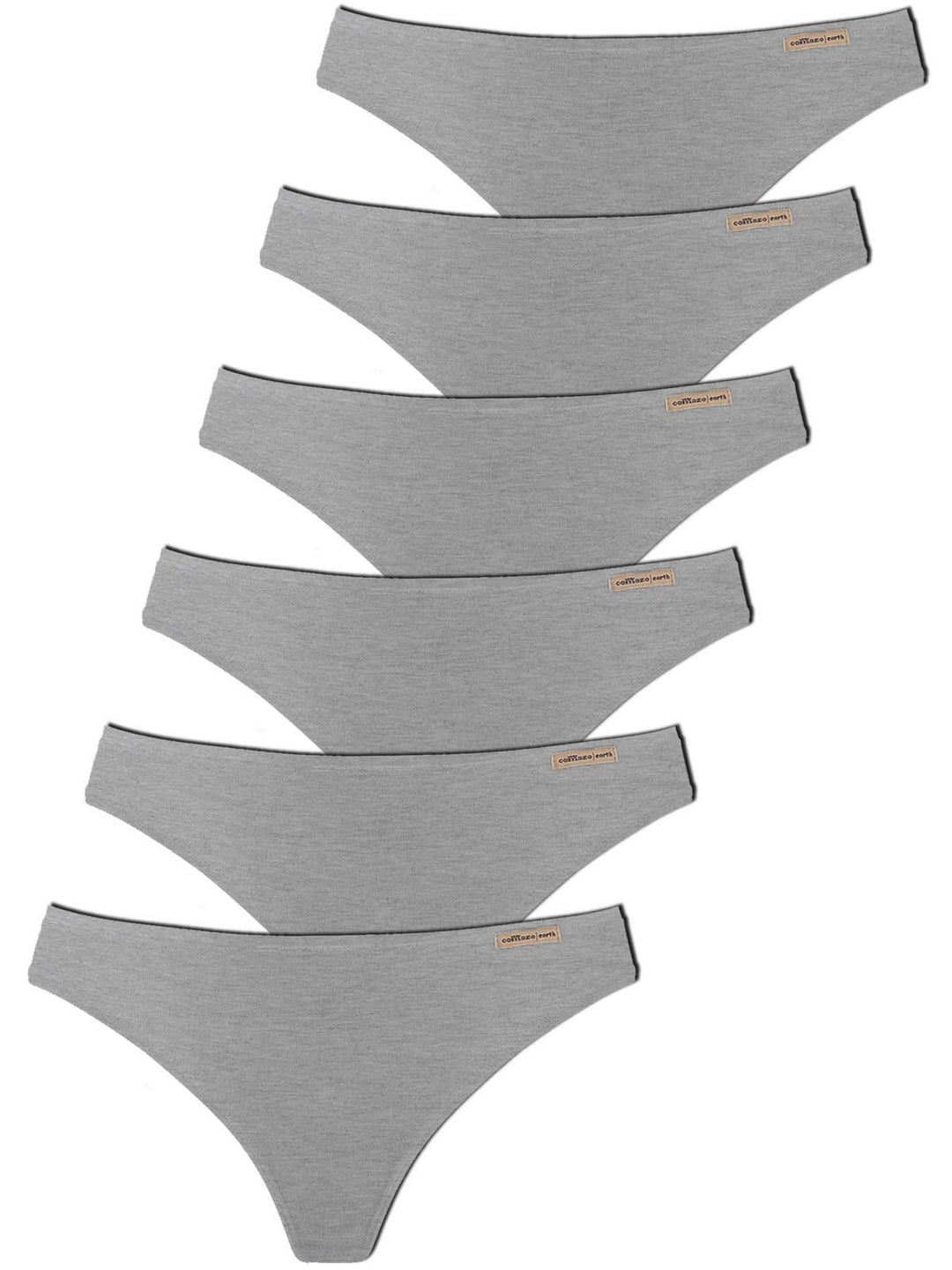 COMAZO Earth 6er Sparpack Damen String, Gr. 36-44 36 Grau-melange, 36 Grau-melange