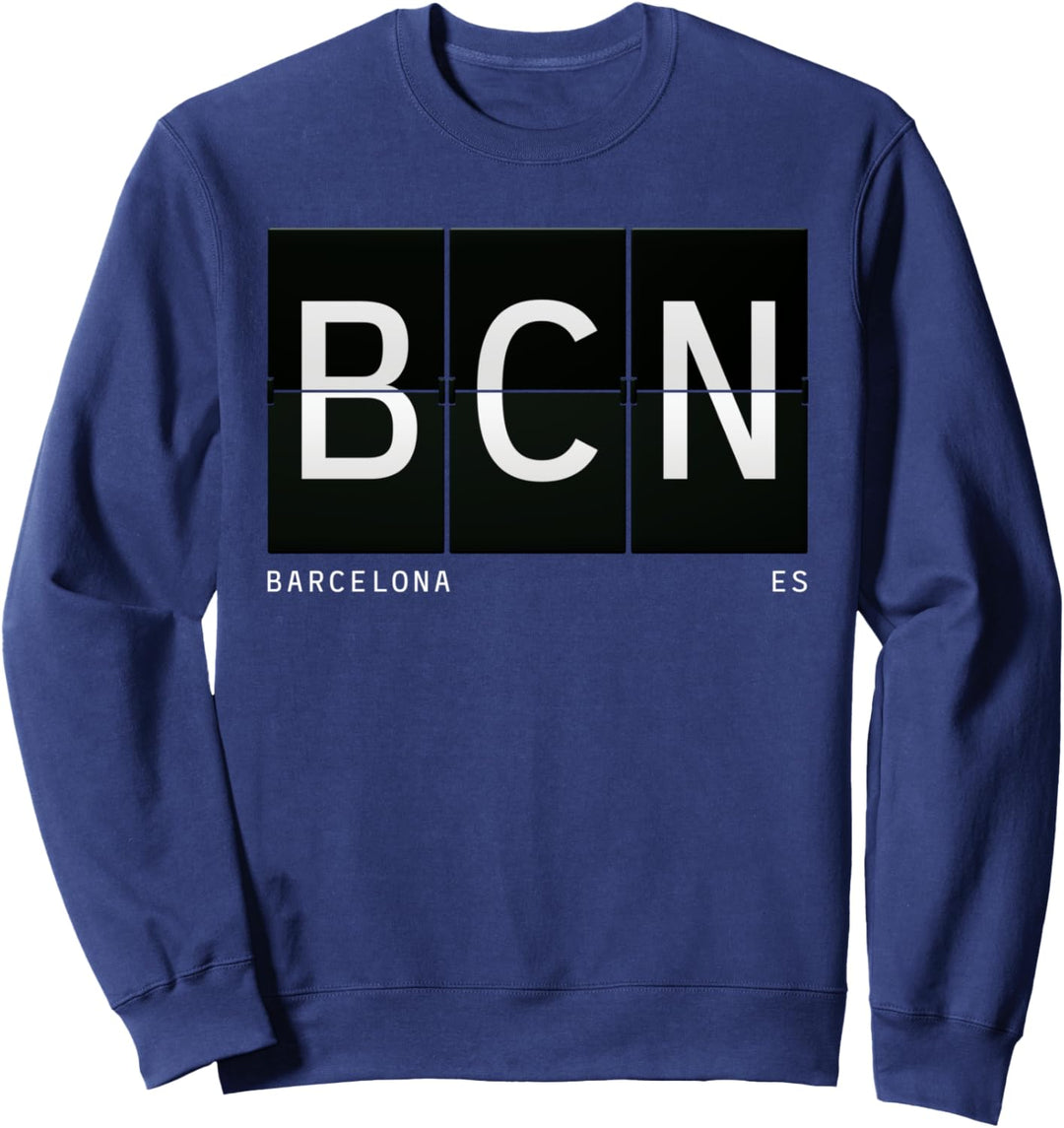 BCN Barcelona Spanien ES Retro Reisenden Flughafen-Code Sweatshirt