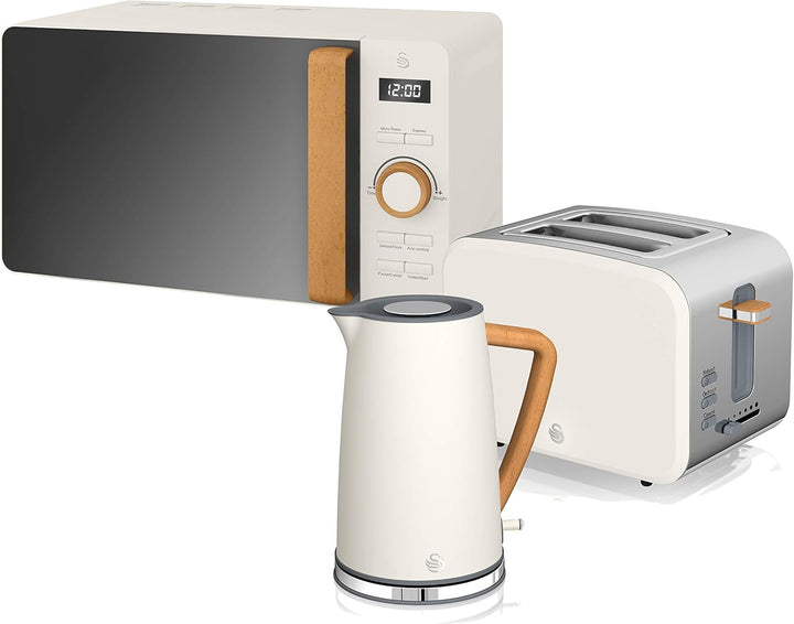 Swan Nordic Set Desayuno Wasserkocher 1,7 l 2200 W, Brot-Toaster mit Breitschlitz, 2 Scheiben, Mikro