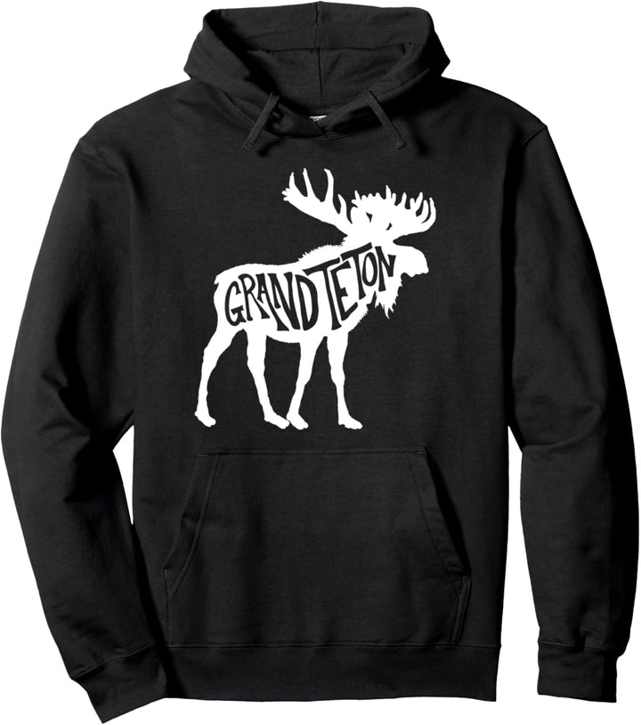 Grand Teton National Park Moose Typography Graphic Pullover Hoodie
