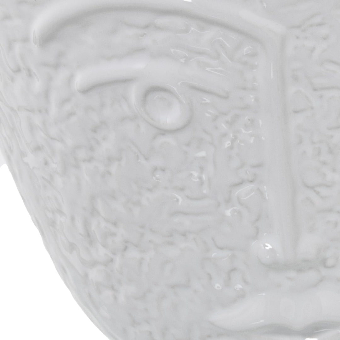 Vase mit Gesicht aus Keramik in Weiss glänzend, 22 x 20 cm