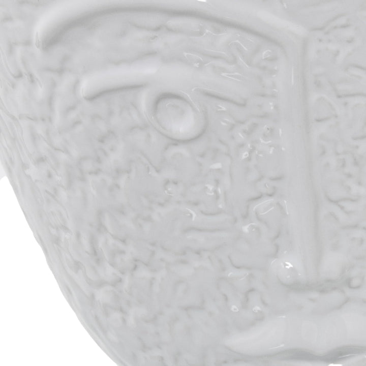 Vase mit Gesicht aus Keramik in Weiss glänzend, 22 x 20 cm