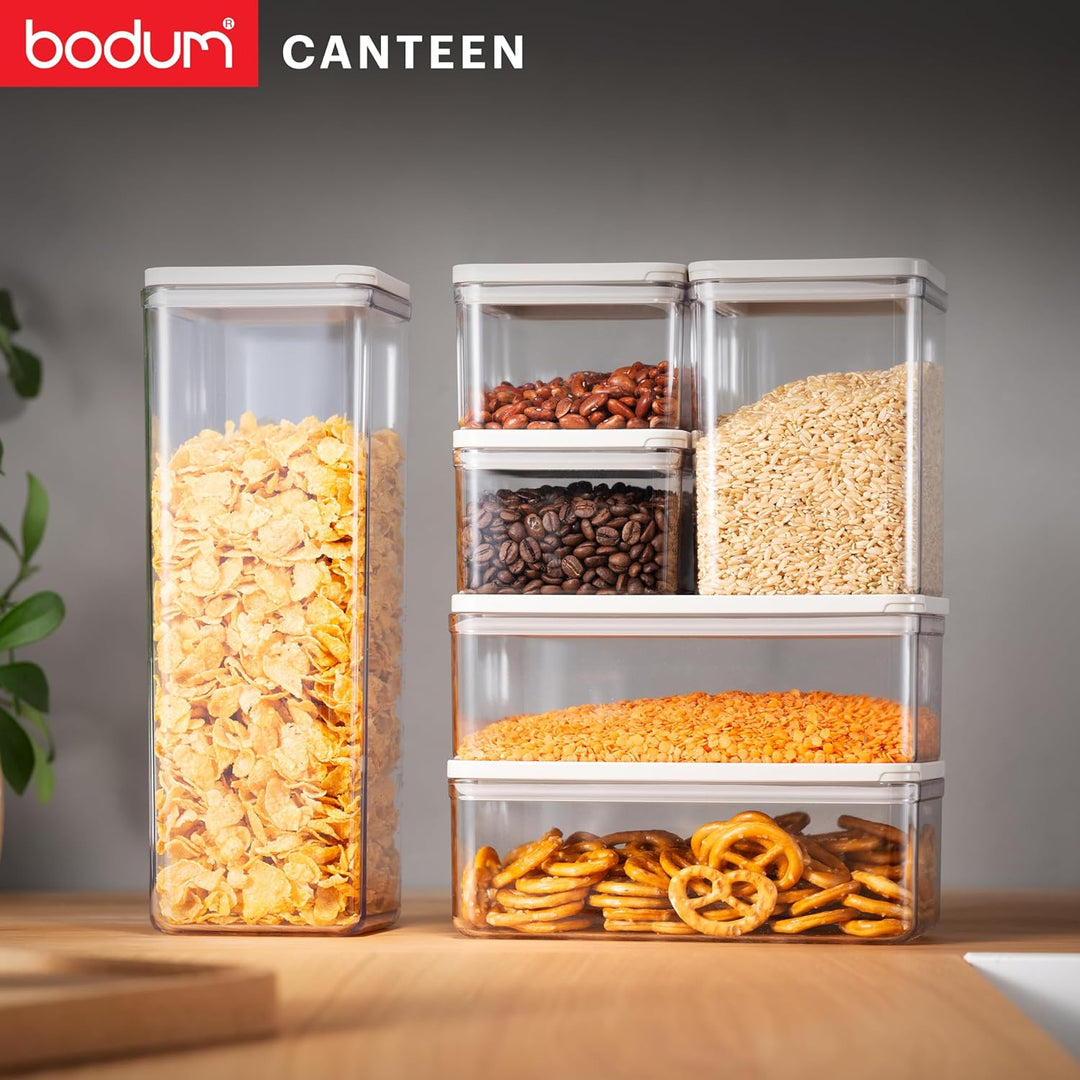 Bodum Vorratsdosen Set CANTEEN – 6-teilig mit weissen Deckeln – BPA-frei & spülmaschinenfest – Stape