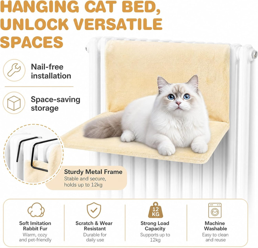 DASIAUTOEM Cat Bed for Heaters,Heizungsliege Katze,für alle Cat(Beige), Beige