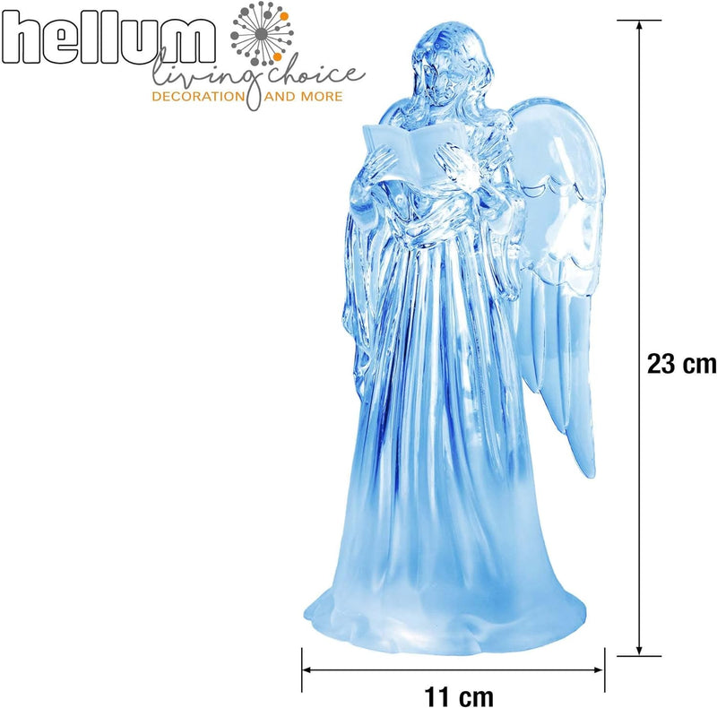 hellum LED Engel Figur mit Buch, Engel mit Farbwechsel, Dekoration bunt beleuchtet, Batterie (3X AAA