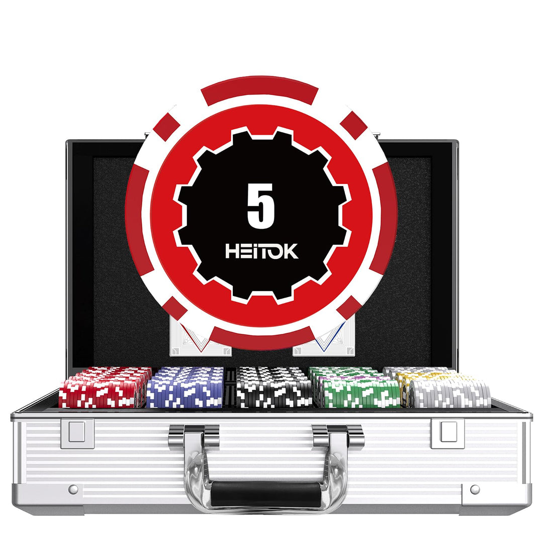 Pokerkoffer Set für Zuhause – 1000 Pokerchips (11,5g Eisenkern) inkl. Spielkarten & vollständigem Zu
