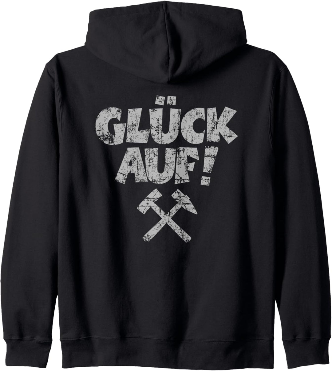 Glück Auf (Vintage Grau) Schlägel und Eisen Kapuzenjacke