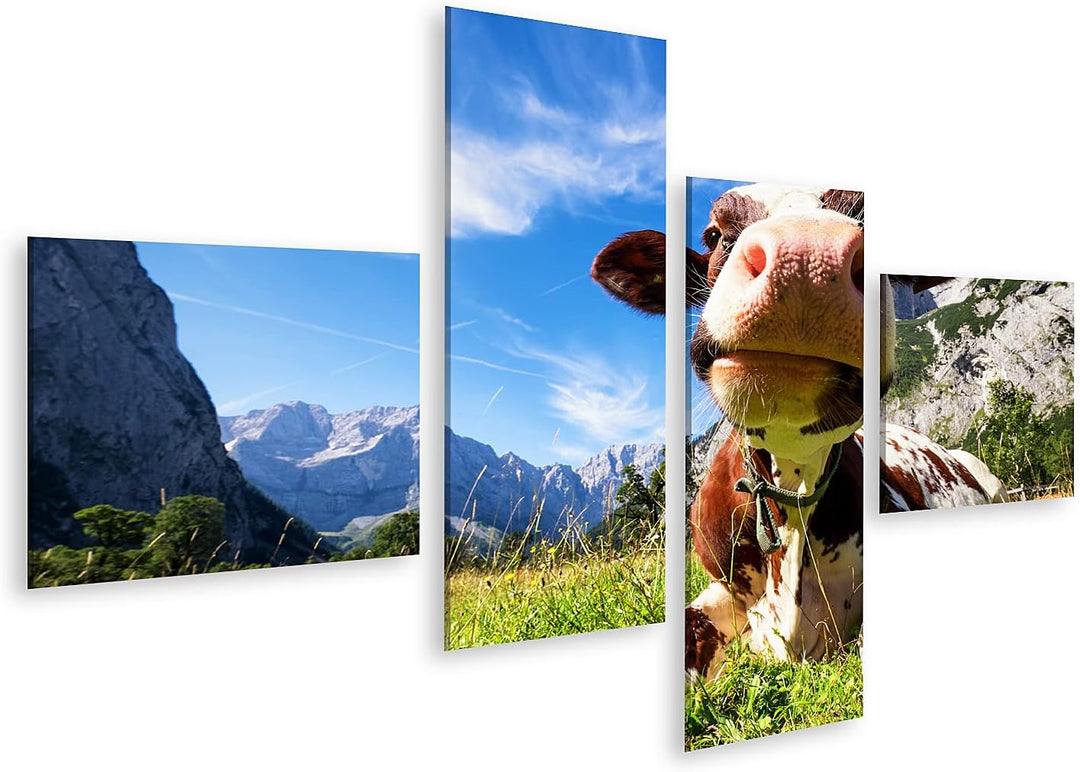 islandburner Bild auf Leinwand Kühe Auf Das Karwendelgebirge In Österreich Wandbild Poster Kunstdruc