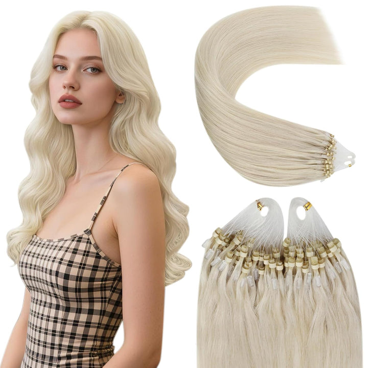 YoungSee Microring Extensions Echthaar Blond Microring Hair Extensions Lang Micro Ring Hair Extensio