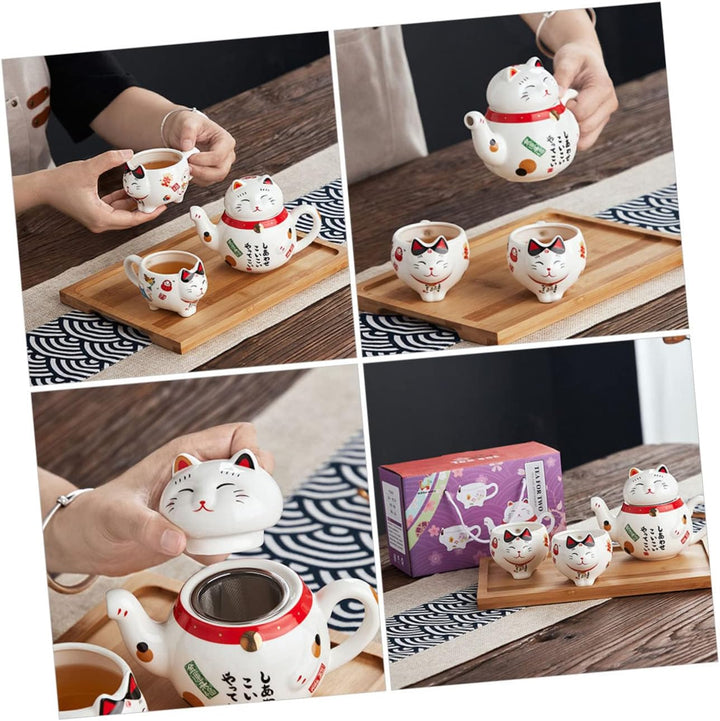 Keramik Lucky Cat Teekanne Mit Tragbares Chinesisches Tee Hochwertigem Material Kreatives Maneki Mot
