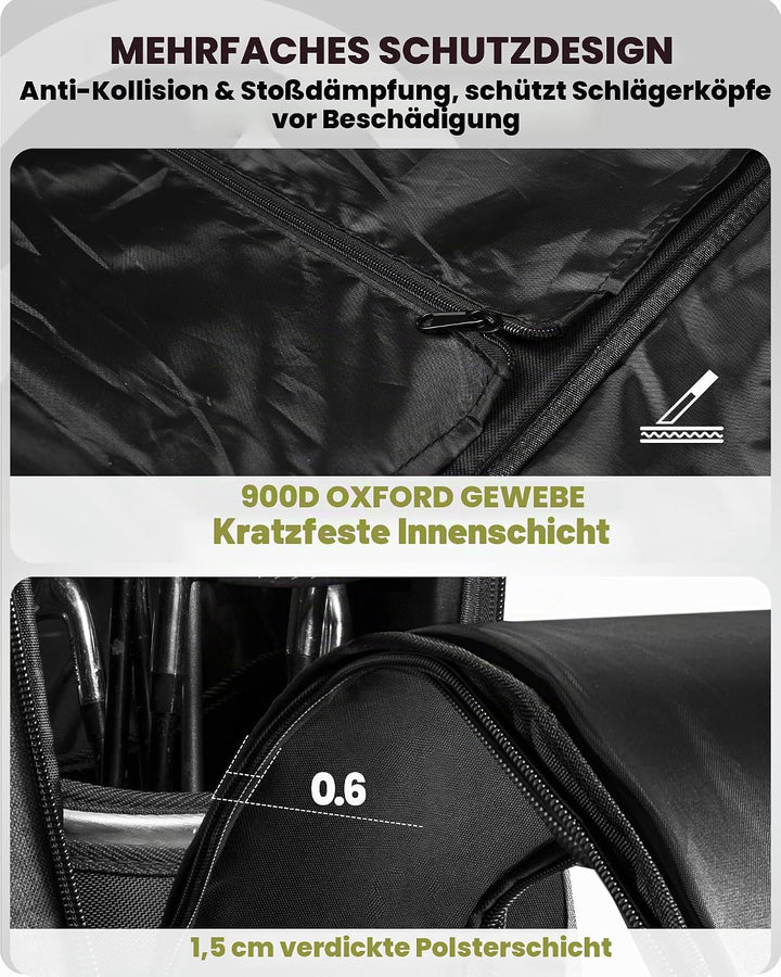 OutdoorMaster Gepolstert Golf Reisetasche mit Verstärkte Räder, 900D Heavy Duty Oxford Abriebfestigk