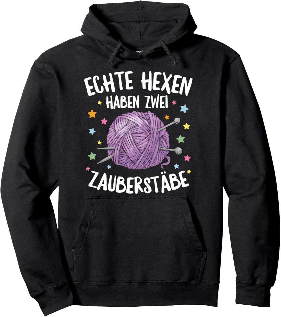 Echte Hexen haben zwei Zauberstäbe Stricken Wollverrückt Pullover Hoodie