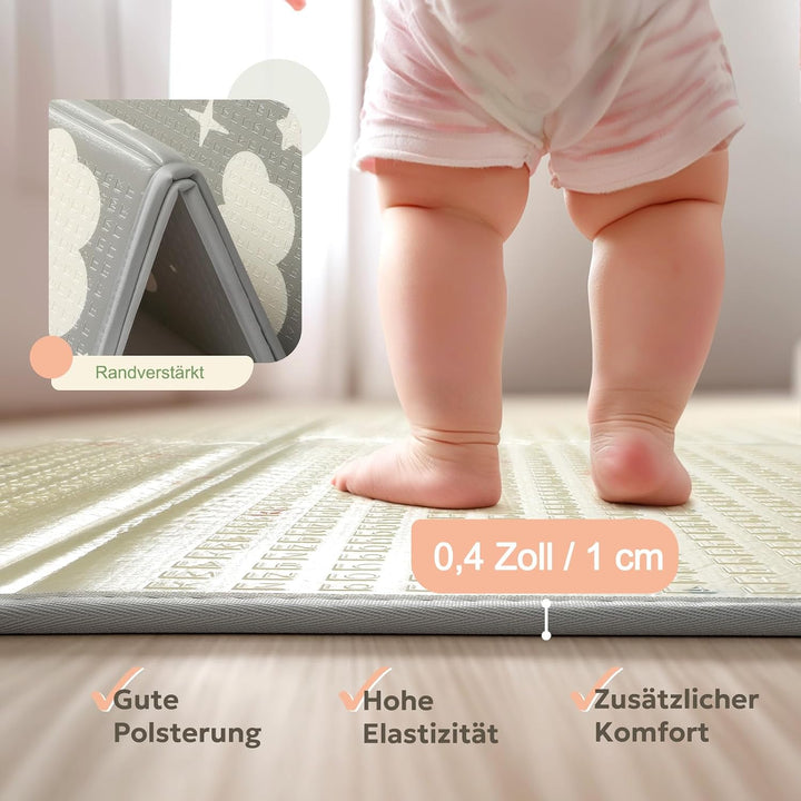 Mallify Krabbelmatte 120x180x1cm für Baby, Faltbar &amp; Schadstofffrei, Beidseitig Verwendbare Spielmat