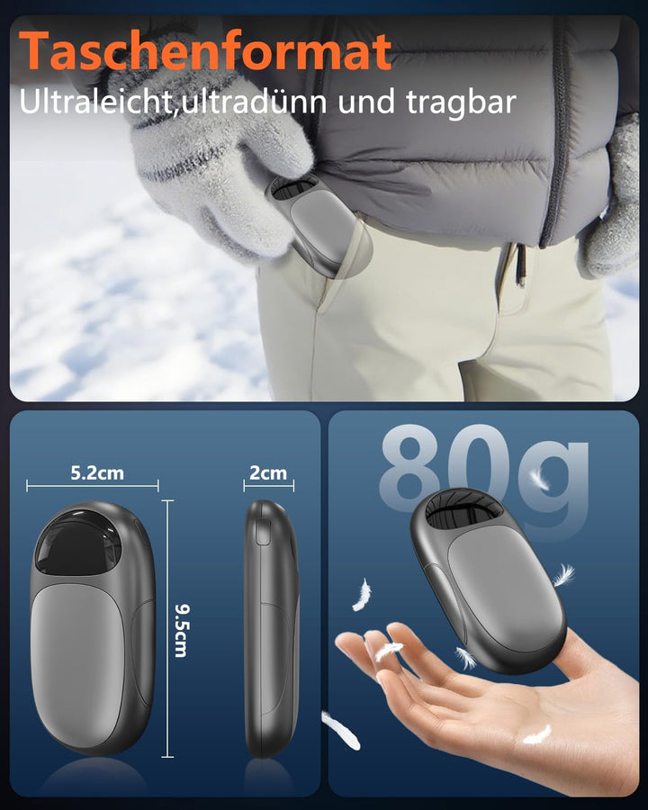 Handwärmer Elektrisch Magnetisch - 2er Pack Beidseitig Taschenwärmer Aufladbar，LED-Display & 3 Heizs