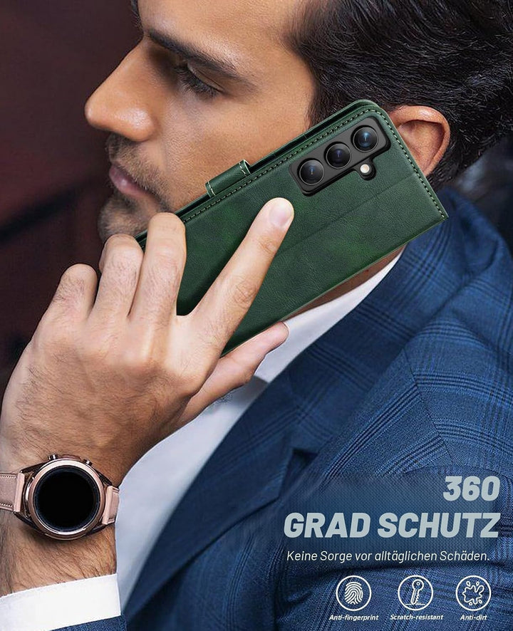 OCASE Handyhülle Kompatibel für Samsung Galaxy S24 5G Hülle Premium Leder Flip Klappbare Klapphülle