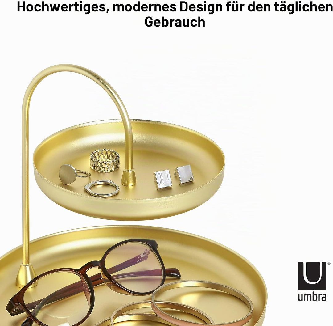 Umbra Poise Schmuckaufbewahrung – Elegante Doppelstöckige Ablage für Schmuck, Uhren, Accessoires, Br