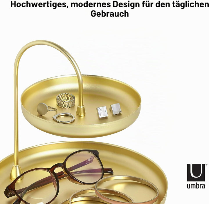 Umbra Poise Schmuckaufbewahrung – Elegante Doppelstöckige Ablage für Schmuck, Uhren, Accessoires, Br